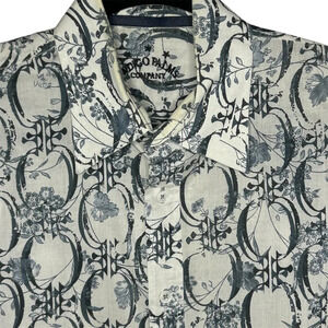 Indigo Palms Blue Patterned Long Sleeve Shirt Size Medium